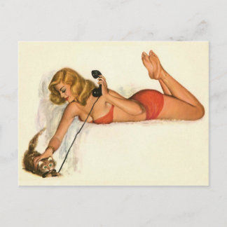 Vintage Pinup Girl Original Coloring 19 Postcard