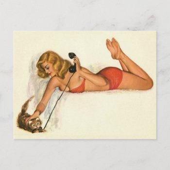 Vintage Pinup Girl Original Coloring 19 Postcard by djskagnetti at Zazzle