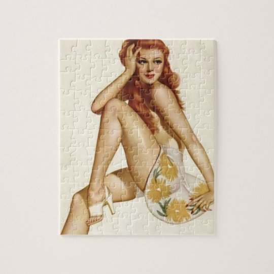 Vintage Pinup Girl Original Coloring 1 Jigsaw Puzzle