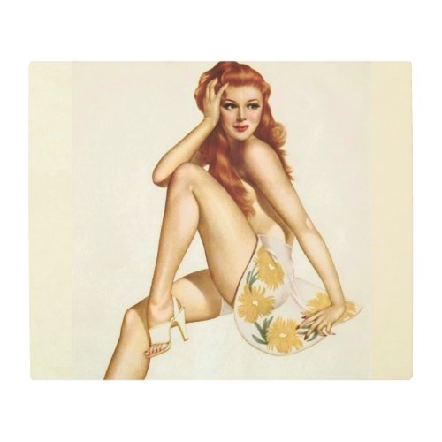 Vintage Pinup Girl Original Coloring 1 Metal Print