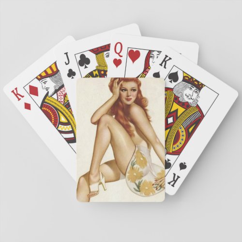 Vintage Pinup Girl Original Coloring 1 Playing Cards