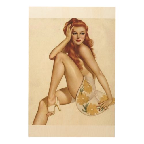 Vintage Pinup Girl Original Coloring 1 Wood Wall Decor