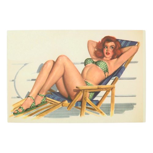 Vintage Pinup Girl Original Coloring 22 Metal Print