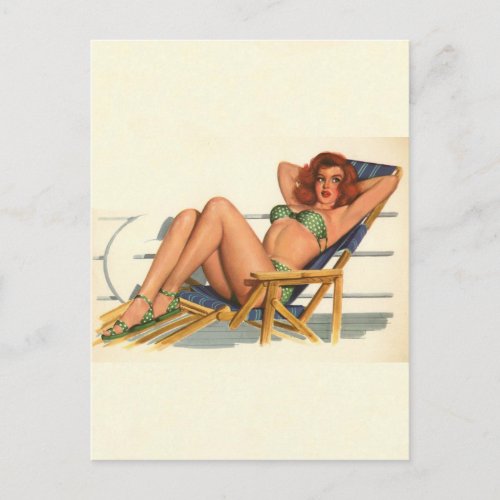 Vintage Pinup Girl Original Coloring 22 Postcard