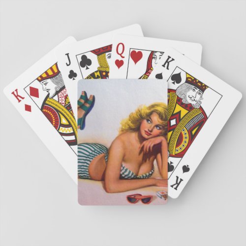 Vintage Pinup Girl Original Coloring 2 Playing Cards