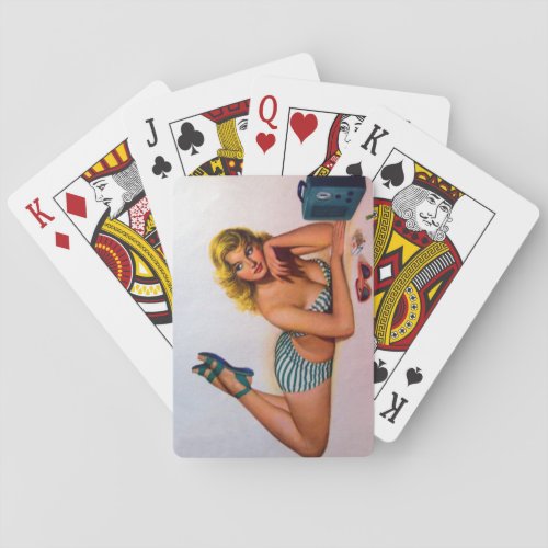 Vintage Pinup Girl Original Coloring 2 Playing Cards