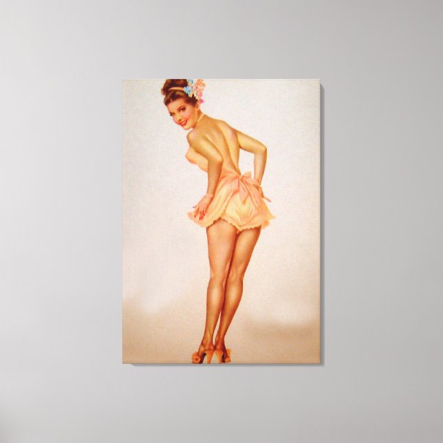 Vintage Pinup Girl Original Coloring 3 Canvas Print (Front)