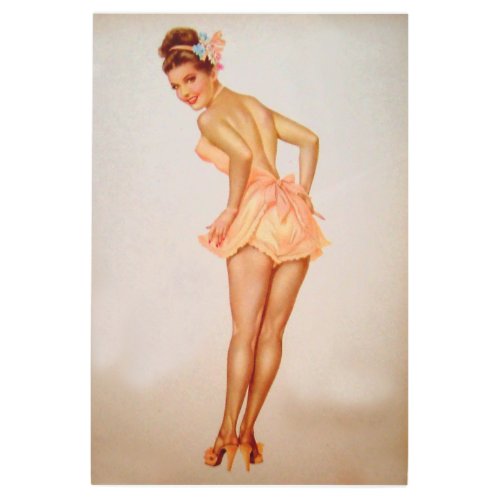 Vintage Pinup Girl Original Coloring 3 Metal Print