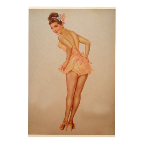 Vintage Pinup Girl Original Coloring 3 Wood Wall Art