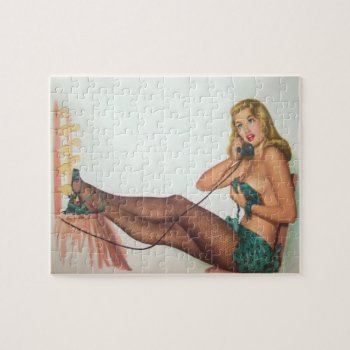 Vintage Pinup Girl Original Coloring 4 Jigsaw Puzzle by djskagnetti at Zazzle