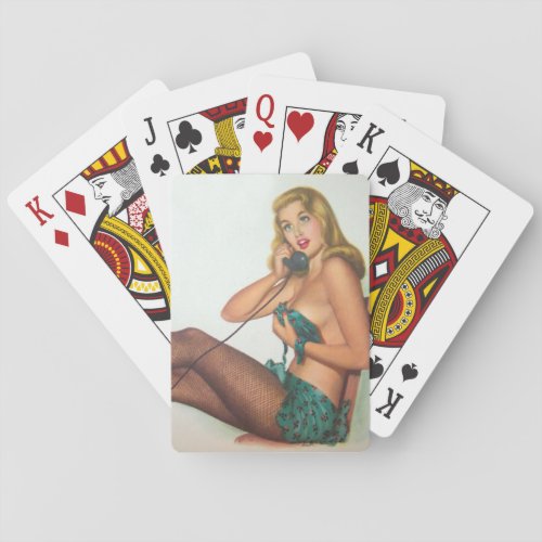 Vintage Pinup Girl Original Coloring 4 Poker Cards