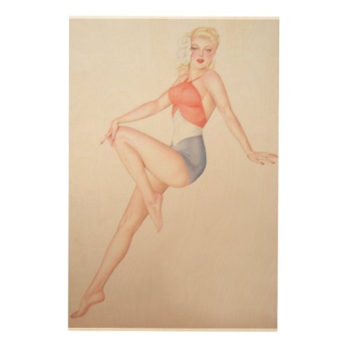 Vintage Pinup Girl Original Coloring 5 Wood Wall Decor