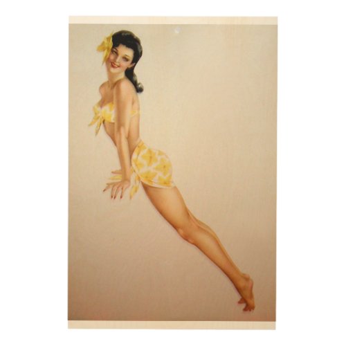 Vintage Pinup Girl Original Coloring 7 Wood Wall Decor