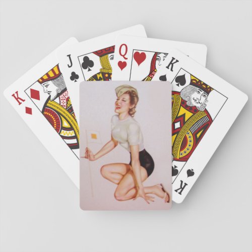 Vintage Pinup Girl Original Coloring 9 Poker Cards