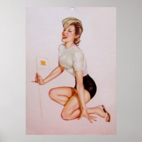 Vintage Pinup Girl Original Coloring 9 Poster