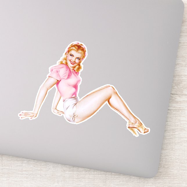 Vintage Pinup Girl Sticker (Detail)
