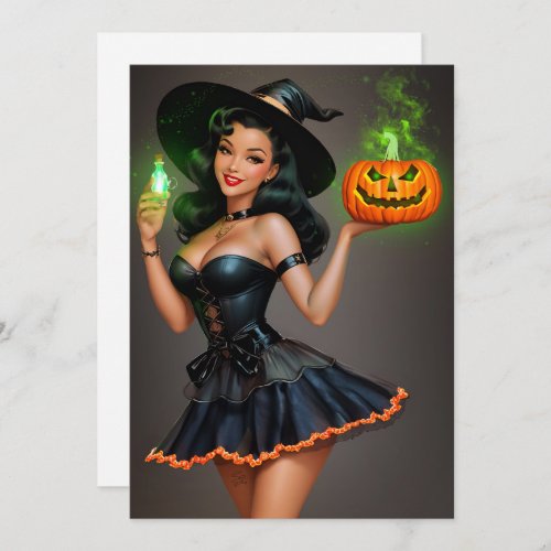 Vintage Pinup Halloween Invitation