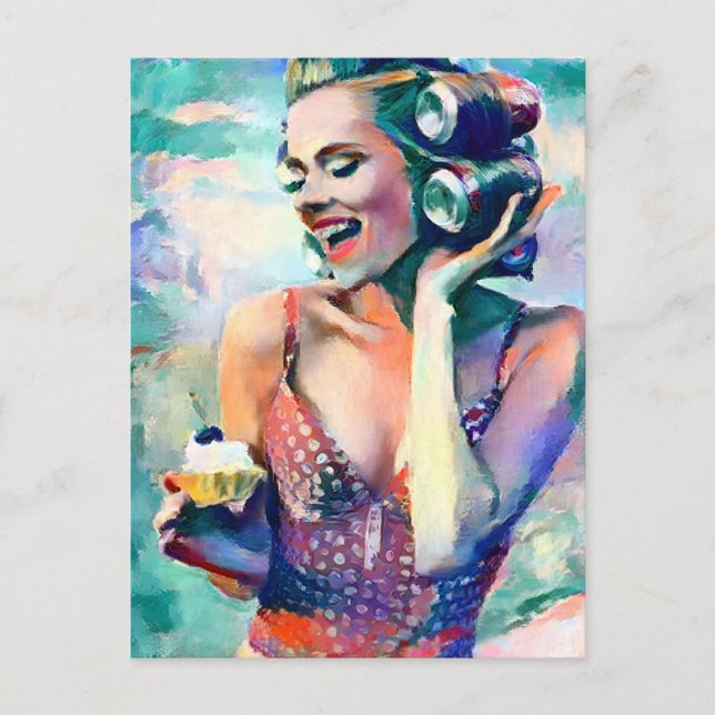 Vintage Pinup Painting Postcard (Front)