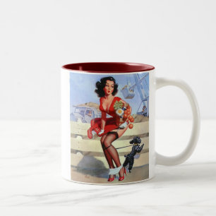 Vintage pinup Two-Tone coffee mug