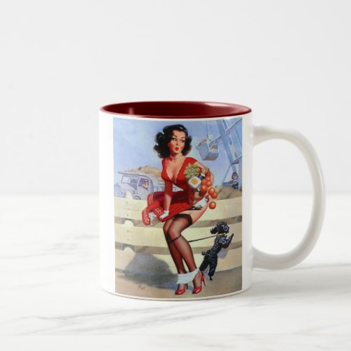 Vintage pinup Two_Tone coffee mug