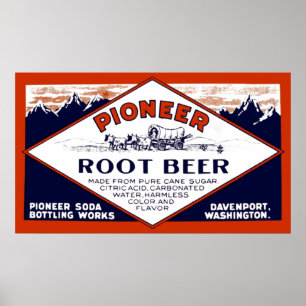 Vintage Pioneer Root Beer Soda Advertisement Poster