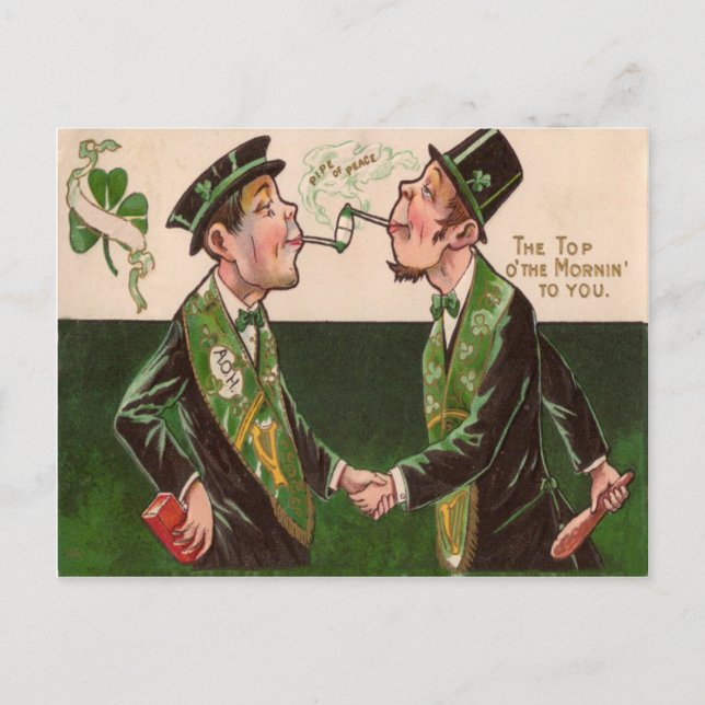 Vintage Pipes of Peace St Patrick's Day Card (Front)