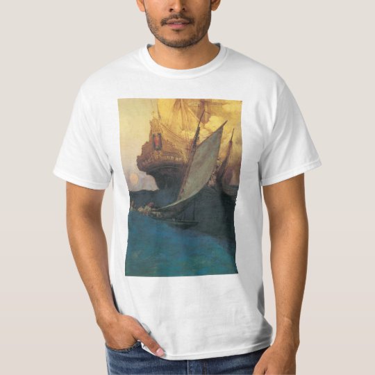 Vintage Pirate, Attack on a Galleon by Howard Pyle T-Shirt