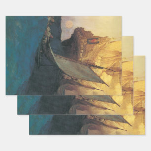 Vintage Pirate, Attack on a Galleon by Howard Pyle Wrapping Paper Sheets