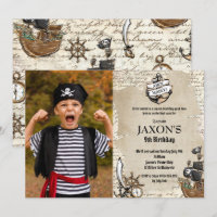 Vintage Pirate Birthday Party Ahoy Matey Map Photo