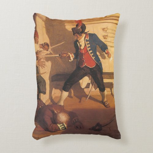 Vintage Pirate Captain Sword Fight by NC Wyeth Accent Pillow