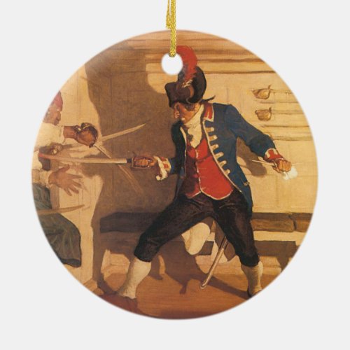 Vintage Pirate Captain Sword Fight by NC Wyeth Ceramic Ornament