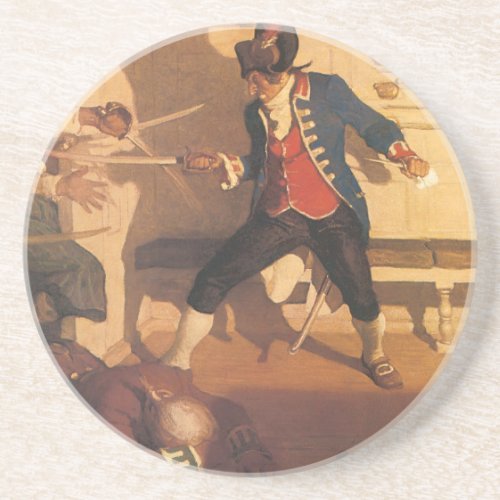Vintage Pirate Captain Sword Fight by NC Wyeth Coaster