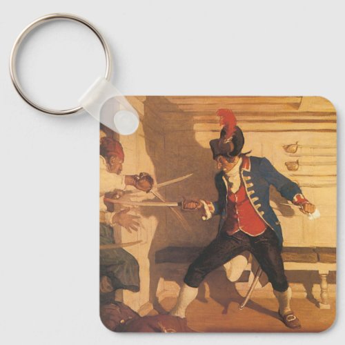 Vintage Pirate Captain Sword Fight by NC Wyeth Keychain