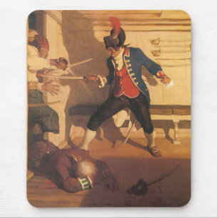 Vintage Pirate Captain, Sword Fight by NC Wyeth Mouse Pad