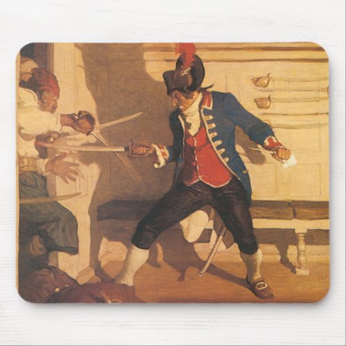 Vintage Pirate Captain Sword Fight by NC Wyeth Mouse Pad