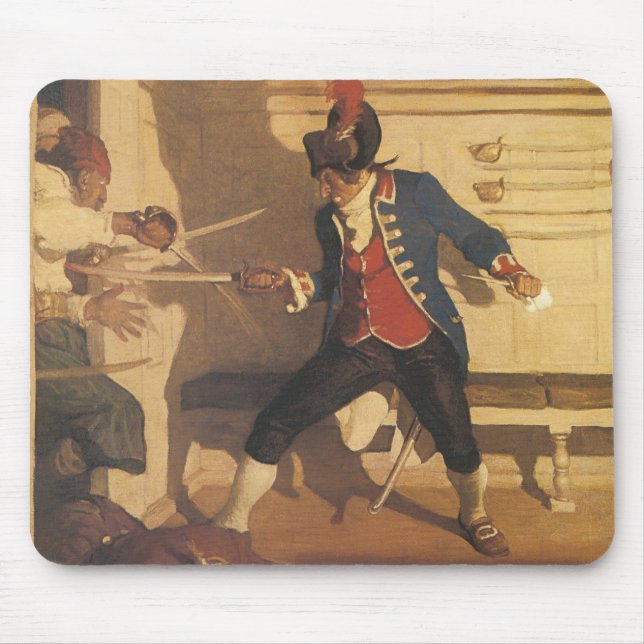 Vintage Pirate Captain, Sword Fight by NC Wyeth Mouse Pad (Front)