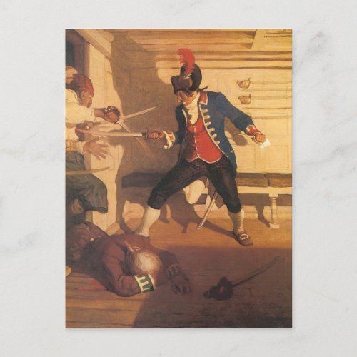 Vintage Pirate Captain Sword Fight by NC Wyeth Postcard