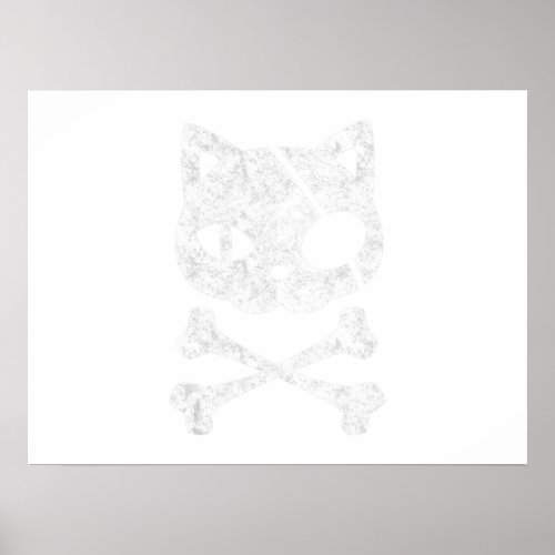 Vintage Pirate Cat Kitten Halloween Skull Cross Bo Poster