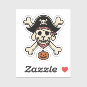 Vintage Pirate Dog Halloween Custom-Cut Vinyl Sticker