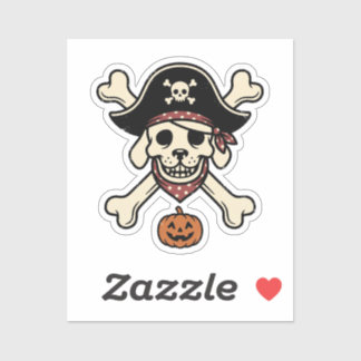 Vintage Pirate Dog Halloween Custom-Cut Vinyl Sticker