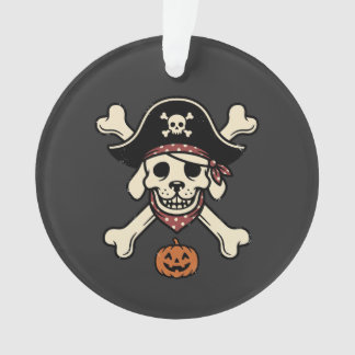 Vintage Pirate Dog Halloween Skull Cross Bones Ornament