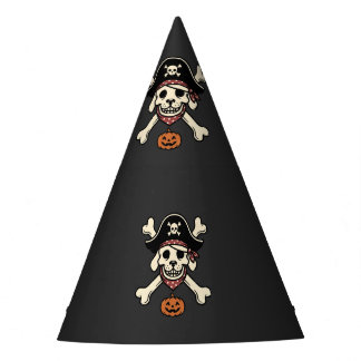 Vintage Pirate Dog Halloween Skull Cross Bones Party Hat