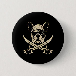 Vintage Pirate French Bulldog Crossbones Dog Lover Button