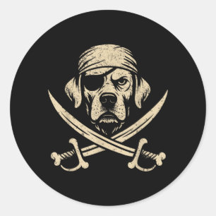 Vintage Pirate Labrador Crossbones Dog Lover Classic Round Sticker