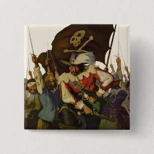 Vintage Pirate Life 1921 illustration Button