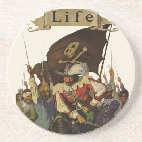 Vintage Pirate Life 1921 illustration Drink Coaster