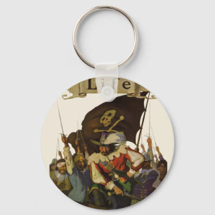 Vintage Pirate Life 1921 illustration Keychain