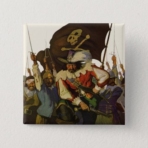 Vintage Pirate Life Wyeth illustration Button