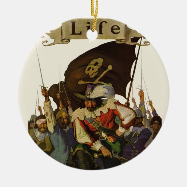 Vintage Pirate Life Wyeth Illustration Ceramic Ornament (Front)