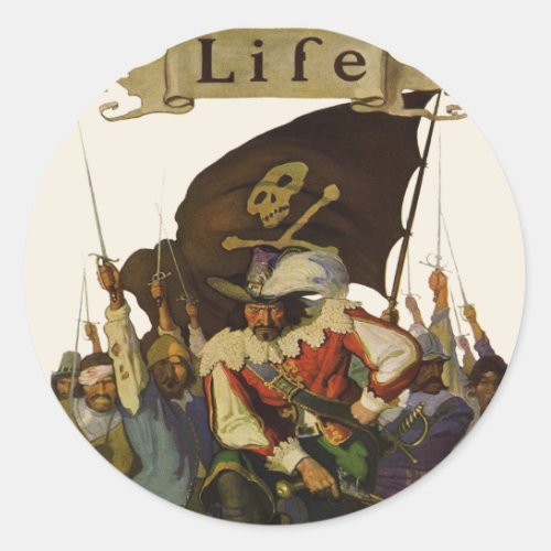 Vintage Pirate Life Wyeth illustration Classic Round Sticker